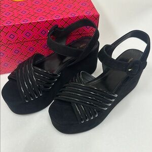 Tory Burch Black Bombe Cross-Strap Platform Sandal